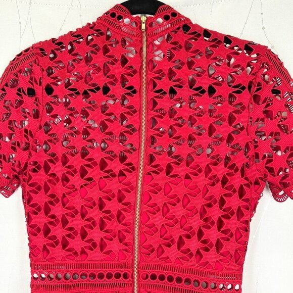Self-Portrait High Neck Star Lace Red Dress $435 - Picture 10 of 12